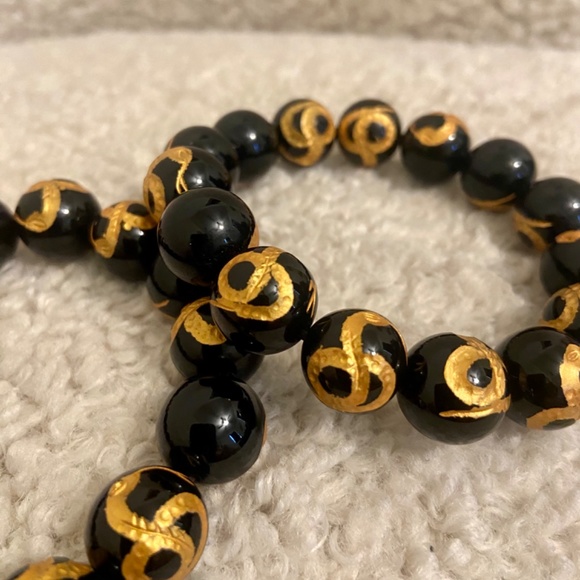 Natural black Obsidian  bracelets from Bali - Picture 2 of 4